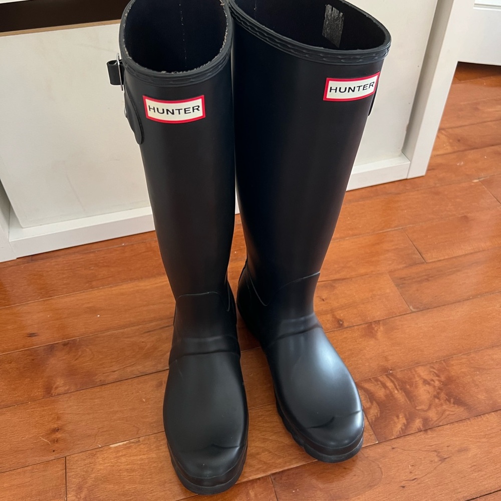 Hunter Black Rubber Tall Boots/Wellies Size 9